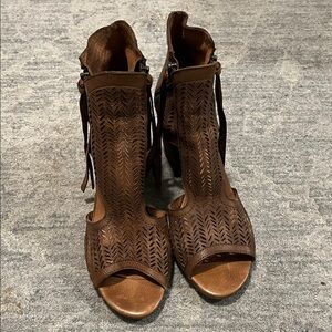 Chic Brown Peep-Toe Ankle Booties